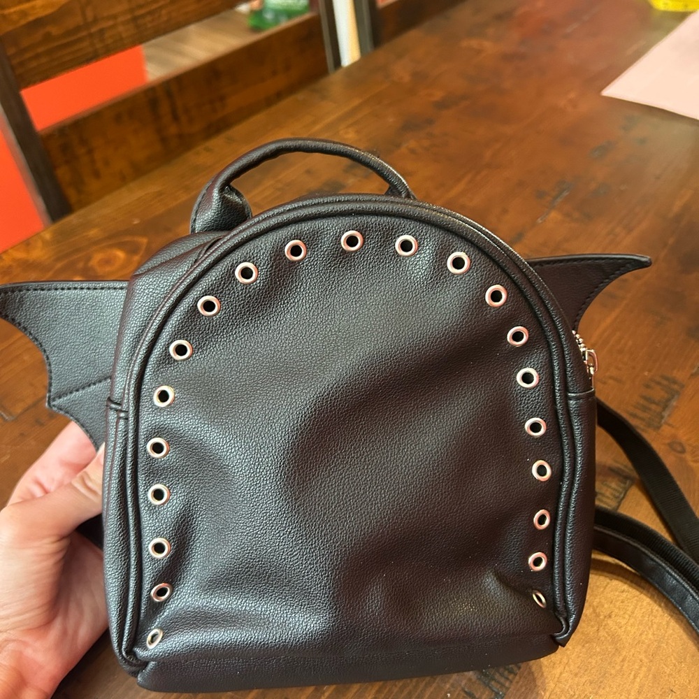 Black and silver gothic mini backpack